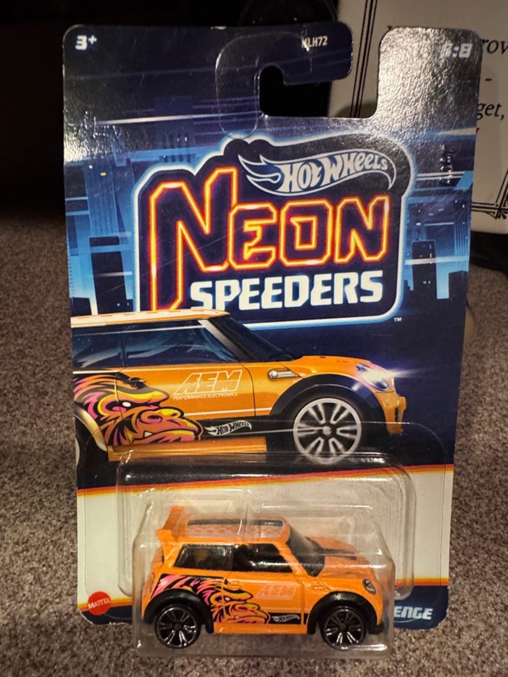 Hot Wheels Neon Speeders Orange Mini Cooper Toy Car